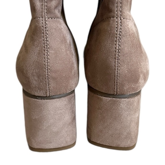 Gianni Bini Over the Knee Boots 6 Tan Faux Suede Block Heel Tie Back Square Toe - Picture 4 of 8